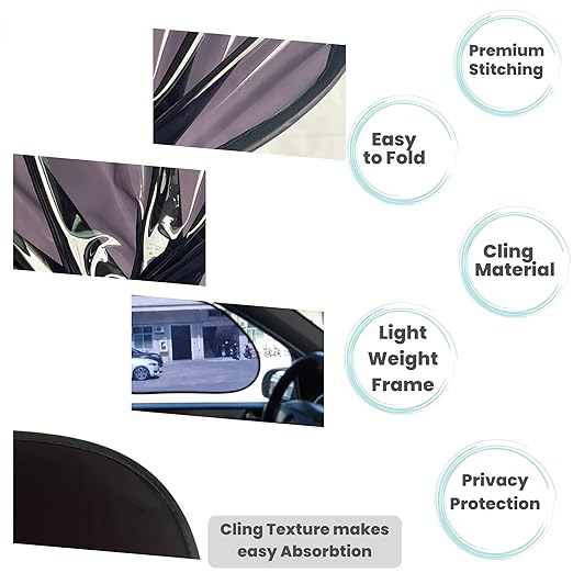 HIGHTQURO® 2025 UPGRADED Electrostatic Film Foldable Window Shades for Car (2PCS Set)