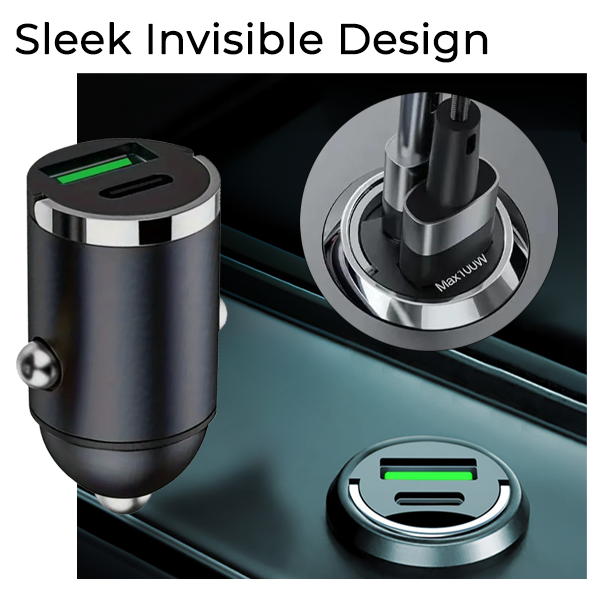 2025 NEW✨ HIGHTQURO® Invisible Fast-Charging 2 Port USB Car Charger Adaptor (USB Type-A & Type-C)