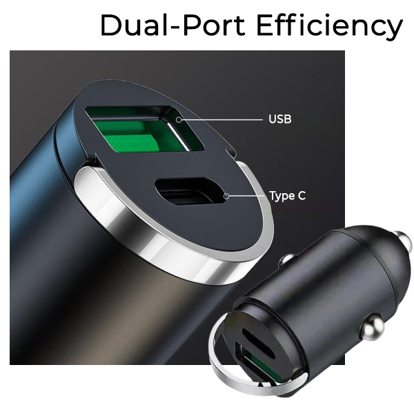 2025 NEW✨ HIGHTQURO® Invisible Fast-Charging 2 Port USB Car Charger Adaptor (USB Type-A & Type-C)